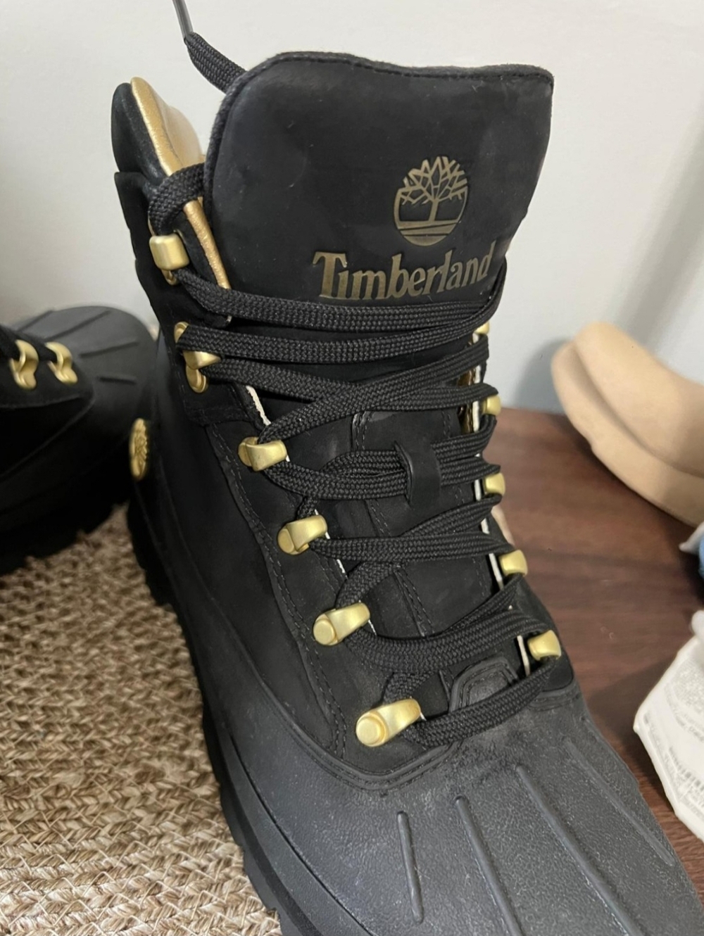 Timberland Euro Hiker Shell Toe Boots for Men – Black/Gold – Size 8.5 US. - Picture 9 of 12